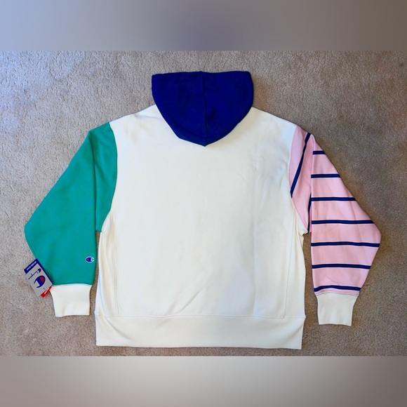 Champion Hoodie Ivory Colorblock Reverse Weave Heavyweight NWT Oversized - Picture 2 of 6